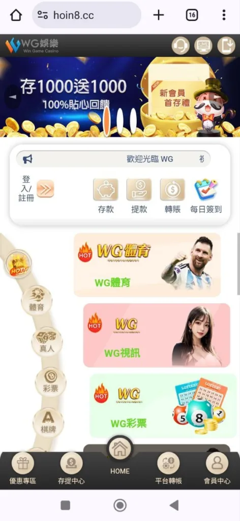 WG娛樂城評價介面